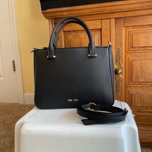 Nine West Black Satchel with Gold Hardware